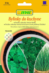 Bylinky do kuchyne: Petr�len z�hradn� v�a�ov� hladk�, Petr�len z�hradn� v�a�ov� ku�erav�, Cesnak pa��tkov� (Pa��tka)